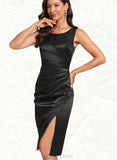 Clara Bodycon Scoop Knee-Length Satin Cocktail Dress UKP0021288