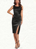 Clara Bodycon Scoop Knee-Length Satin Cocktail Dress UKP0021288