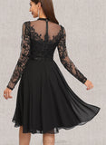 Makenzie A-line Scoop Knee-Length Chiffon Lace Cocktail Dress With Sequins UKP0021305