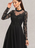 Makenzie A-line Scoop Knee-Length Chiffon Lace Cocktail Dress With Sequins UKP0021305