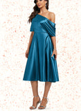 Tamia A-line One Shoulder Knee-Length Silky Satin Cocktail Dress UKP0021306