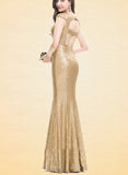 Kirsten Trumpet/Mermaid V-Neck Floor-Length Sequin Evening Dress UKP0021308