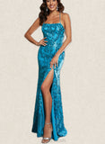 Tamara Sheath/Column Square Floor-Length Sequin Prom Dresses With Sequins UKP0021309