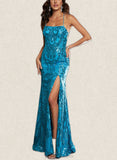 Tamara Sheath/Column Square Floor-Length Sequin Prom Dresses With Sequins UKP0021309