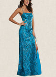 Tamara Sheath/Column Square Floor-Length Sequin Prom Dresses With Sequins UKP0021309