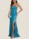 Tamara Sheath/Column Square Floor-Length Sequin Prom Dresses With Sequins UKP0021309