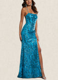 Tamara Sheath/Column Square Floor-Length Sequin Prom Dresses With Sequins UKP0021309