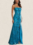 Tamara Sheath/Column Square Floor-Length Sequin Prom Dresses With Sequins UKP0021309