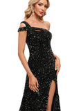 Rayne Sheath/Column One Shoulder Floor-Length Sequin Prom Dresses With Sequins UKP0021313