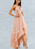 Skylar Ball-Gown/Princess V-Neck Asymmetrical Lace Tulle Prom Dresses UKP0021314