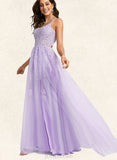 Isis Ball-Gown/Princess Scoop Sweep Train Lace Tulle Prom Dresses With Sequins UKP0021325