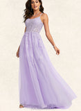 Isis Ball-Gown/Princess Scoop Sweep Train Lace Tulle Prom Dresses With Sequins UKP0021325