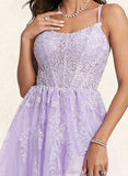 Isis Ball-Gown/Princess Scoop Sweep Train Lace Tulle Prom Dresses With Sequins UKP0021325