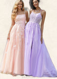 Isis Ball-Gown/Princess Scoop Sweep Train Lace Tulle Prom Dresses With Sequins UKP0021325