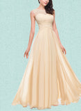 Clarissa A-line Scoop Floor-Length Chiffon Tulle Prom Dresses With Beading Flower Ruffle UKP0021326