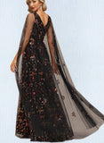 Thalia A-line Scoop Floor-Length Lace Evening Dress UKP0021327