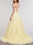 Justice Ball-Gown/Princess Square Sweep Train Lace Tulle Prom Dresses UKP0021330