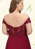 Kailyn A-line Off the Shoulder Asymmetrical Chiffon Cocktail Dress With Beading UKP0021336