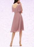 Kaelyn A-line V-Neck Knee-Length Chiffon Cocktail Dress UKP0021337