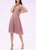 Kaelyn A-line V-Neck Knee-Length Chiffon Cocktail Dress UKP0021337