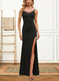 Rosalie Sheath/Column V-Neck Floor-Length Jersey Prom Dresses UKP0021345