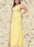 Justice Sheath/Column V-Neck Floor-Length Lace Prom Dresses With Rhinestone UKP0021346