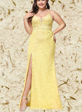 Justice Sheath/Column V-Neck Floor-Length Lace Prom Dresses With Rhinestone UKP0021346