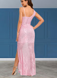 Giselle Sheath/Column Asymmetrical Floor-Length Sequin Prom Dresses With Sequins UKP0021347