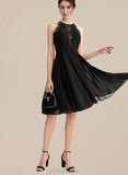 Tamara A-line Scoop Knee-Length Chiffon Lace Cocktail Dress UKP0021359