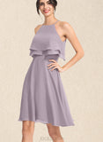 Lea A-line Square Knee-Length Chiffon Cocktail Dress UKP0021360