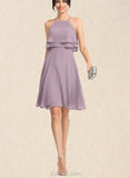 Lea A-line Square Knee-Length Chiffon Cocktail Dress UKP0021360