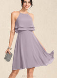 Lea A-line Square Knee-Length Chiffon Cocktail Dress UKP0021360