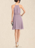 Lea A-line Square Knee-Length Chiffon Cocktail Dress UKP0021360