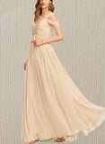 Tina A-line Cold Shoulder V-Neck Floor-Length Chiffon Evening Dress With Pleated UKP0021361