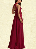 Catherine A-line Scoop Floor-Length Chiffon Lace Evening Dress UKP0021363