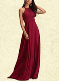 Catherine A-line Scoop Floor-Length Chiffon Lace Evening Dress UKP0021363