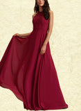 Catherine A-line Scoop Floor-Length Chiffon Lace Evening Dress UKP0021363