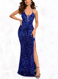 Maribel Sheath/Column V-Neck Floor-Length Sequin Prom Dresses With Sequins UKP0021366