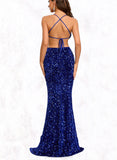 Maribel Sheath/Column V-Neck Floor-Length Sequin Prom Dresses With Sequins UKP0021366