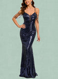 Angelica Sheath/Column V-Neck Floor-Length Sequin Prom Dresses With Beading Sequins UKP0021372