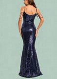 Angelica Sheath/Column V-Neck Floor-Length Sequin Prom Dresses With Beading Sequins UKP0021372