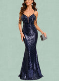 Angelica Sheath/Column V-Neck Floor-Length Sequin Prom Dresses With Beading Sequins UKP0021372