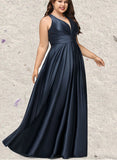 Tessa A-line V-Neck Floor-Length Prom Dresses UKP0021382