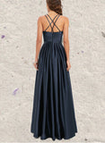 Tessa A-line V-Neck Floor-Length Prom Dresses UKP0021382