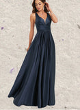 Tessa A-line V-Neck Floor-Length Prom Dresses UKP0021382