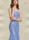 Alejandra Trumpet/Mermaid Square Sweep Train Lace Tulle Prom Dresses With Sequins UKP0021397