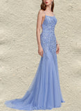 Alejandra Trumpet/Mermaid Square Sweep Train Lace Tulle Prom Dresses With Sequins UKP0021397