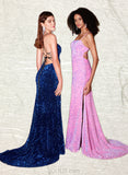 Janice Trumpet/Mermaid Square Floor-Length Sequin Prom Dresses UKP0021399