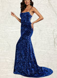 Janice Trumpet/Mermaid Square Floor-Length Sequin Prom Dresses UKP0021399