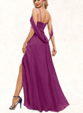 Emery Sheath/Column V-Neck Floor-Length Silky Satin Prom Dresses UKP0021417